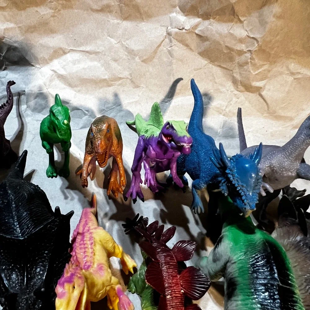 12pc Dinosaur Figure Lot Multicolor T-Rex Stegosaurus Toy Set